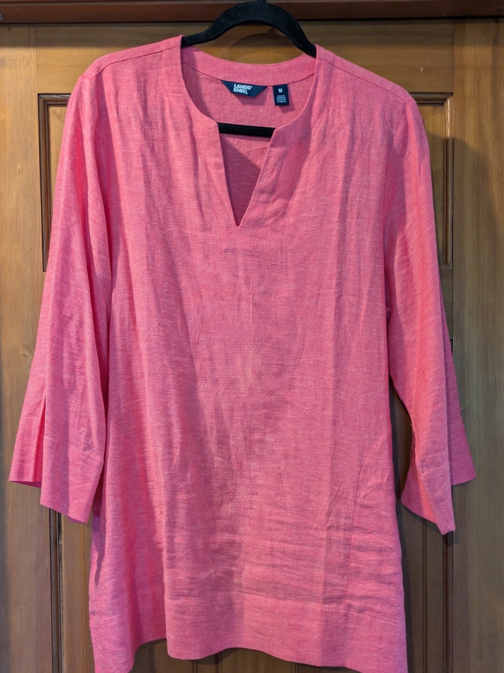 Lands' End Coral-Pink Split V-Neck Tunic